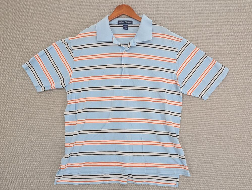 Alan Flusser Golf Polo Shirt Size Large Stripes